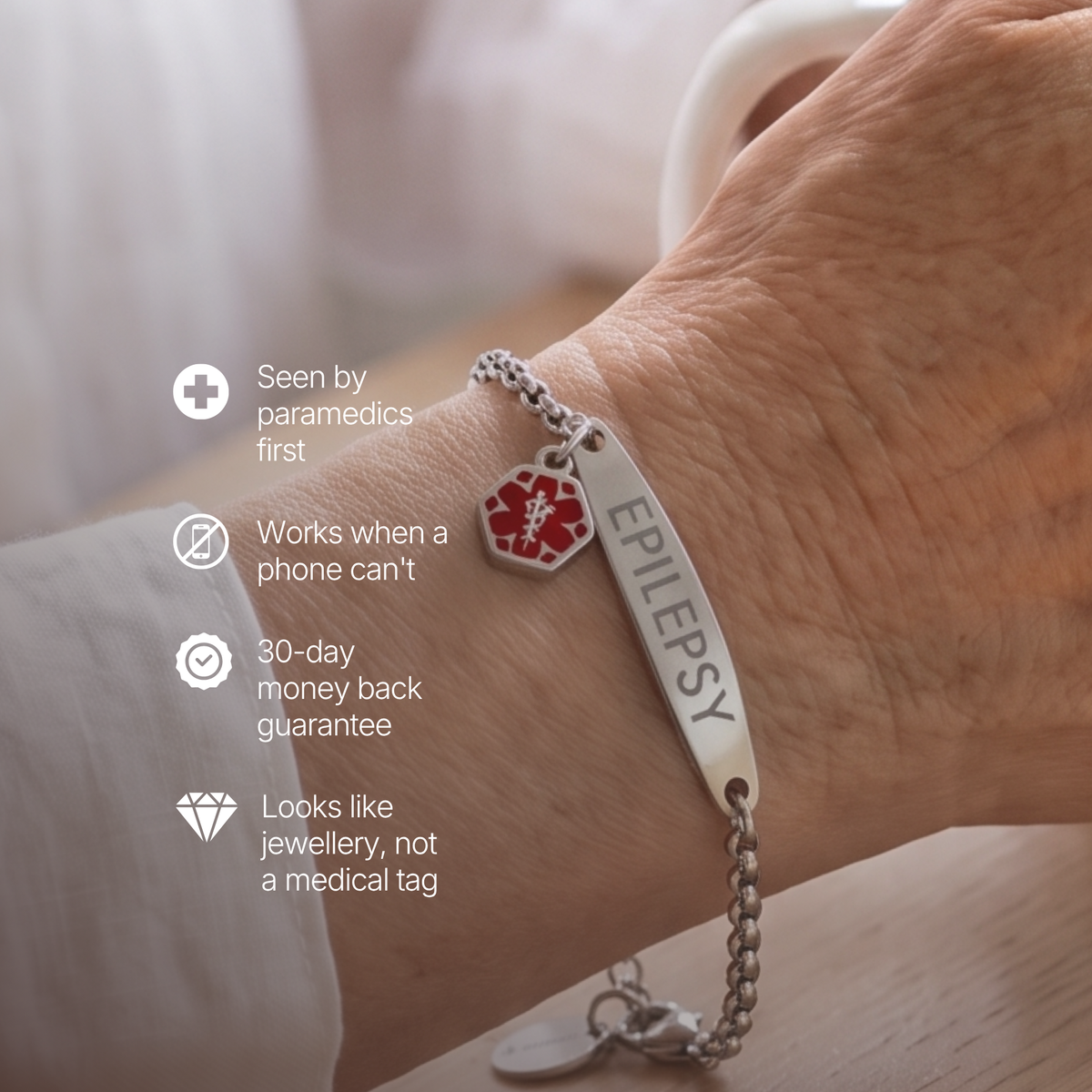 Epilepsy bracelet benefits: seen by paramedics first, works when a phone can't