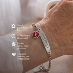 Epilepsy bracelet benefits: seen by paramedics first, works when a phone can't