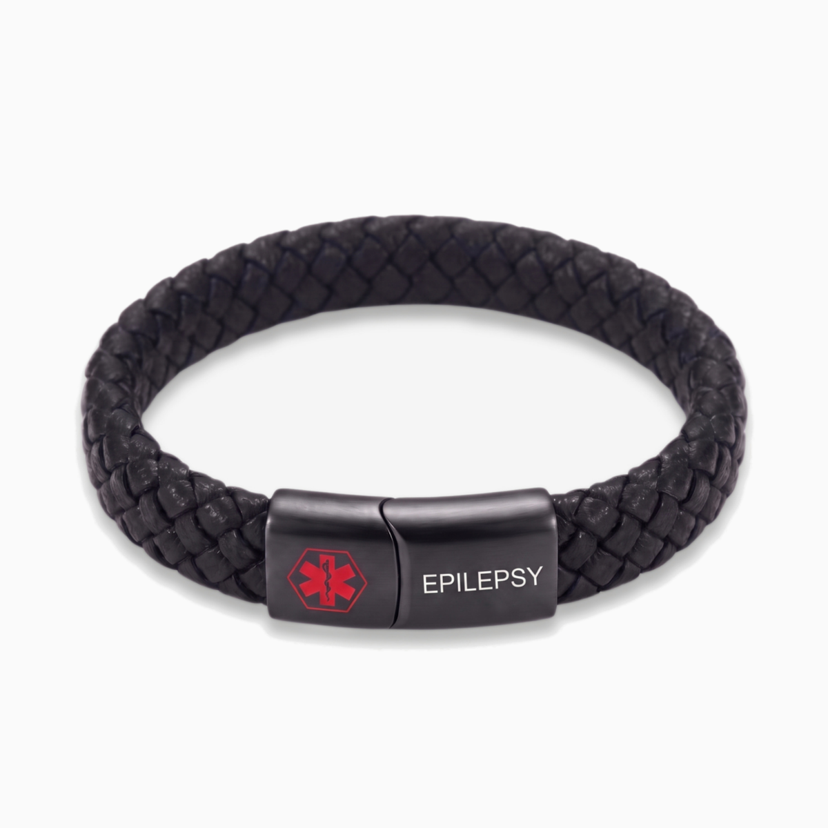 Epilepsy medical alert bracelet in black