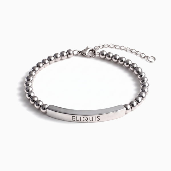 Slim Eliquis medical alert bracelet in silver
